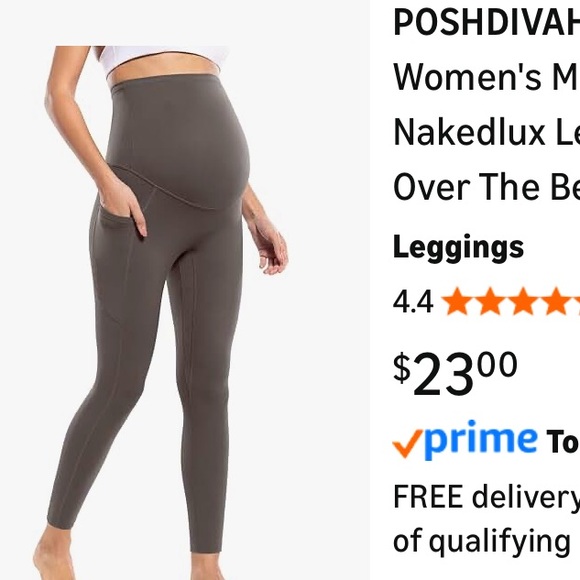 Maternity Fleece Lined Leggings With Pockets, High Waist Workout Dark Grey Large - Picture 5 of 5